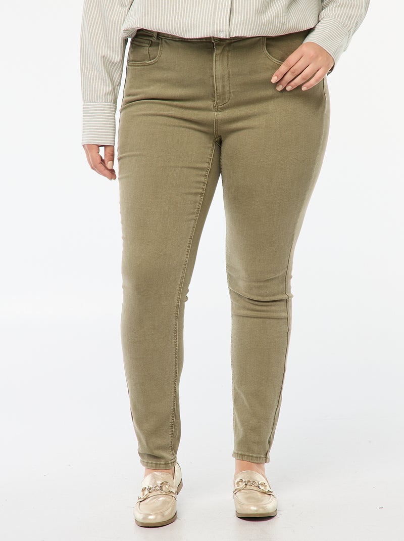 Skinny broek met hoge taille groen - Kiabi