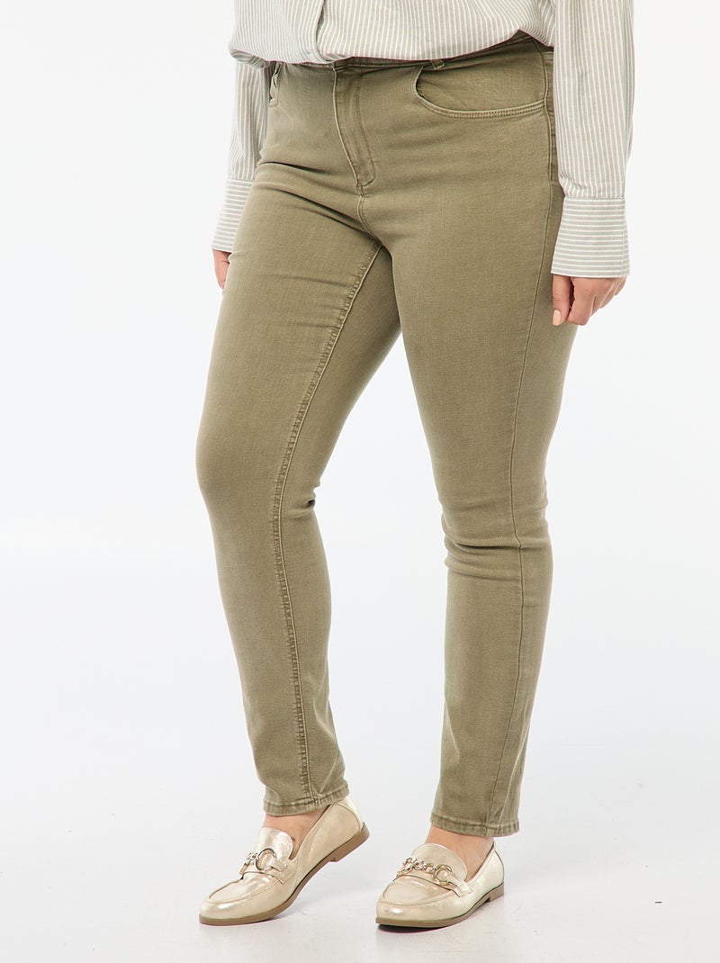 Skinny broek met hoge taille groen - Kiabi