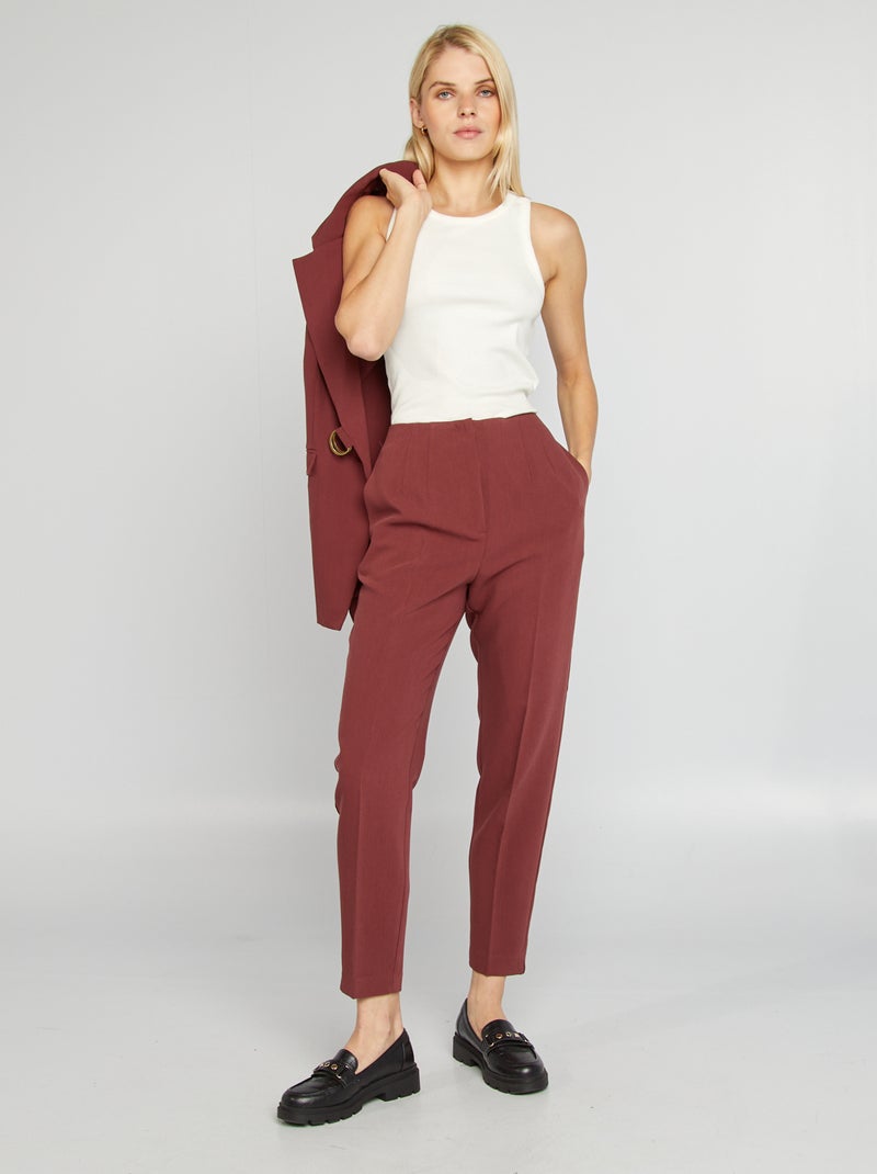 Skinny broek met hoge taille ROOD - Kiabi