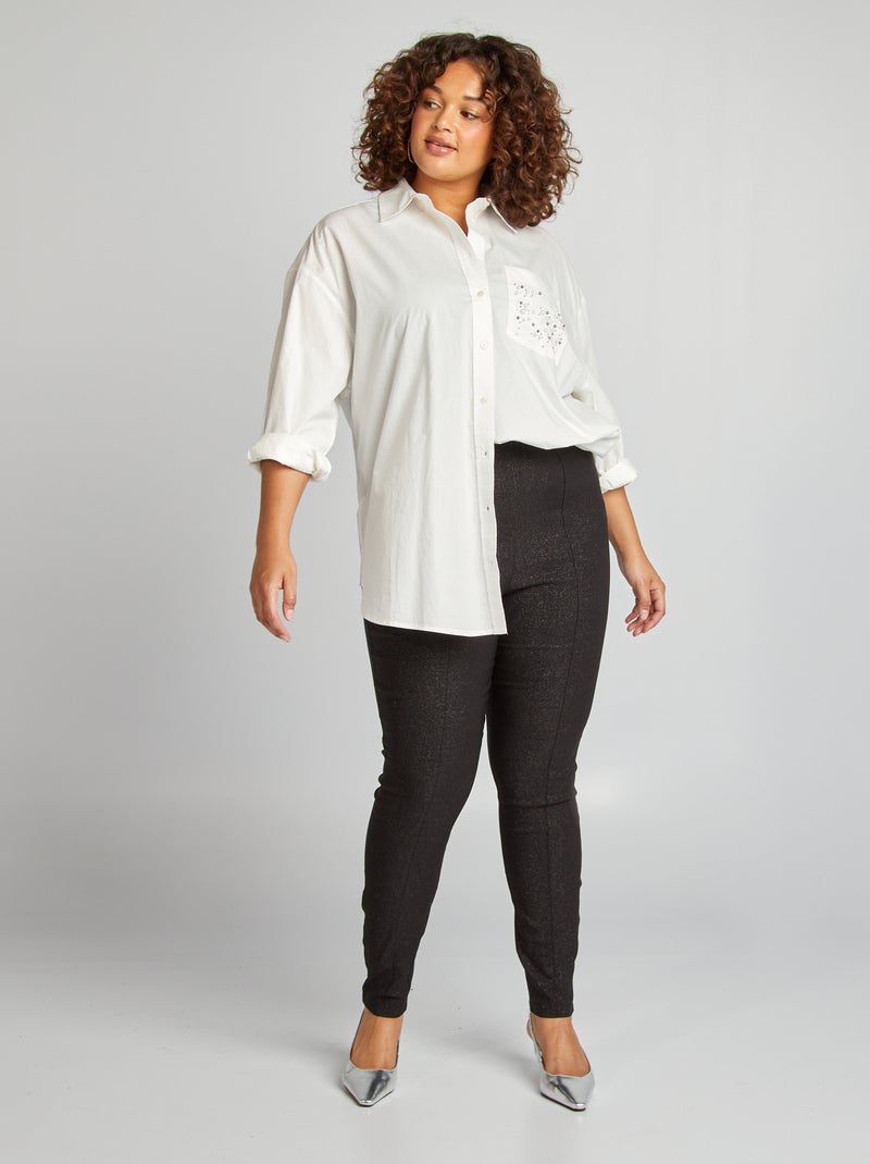 Skinny broek met pailletten zwart - Kiabi