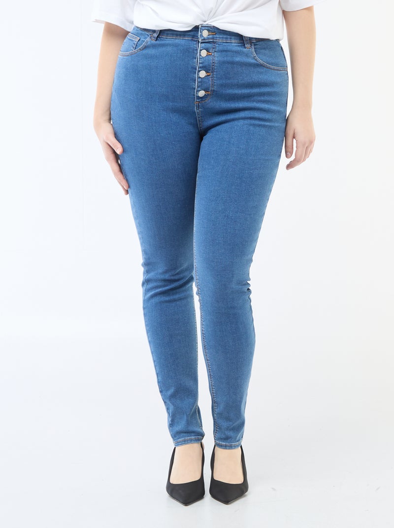 Skinny broek met zeer hoge taille - L34 Blauw - Kiabi