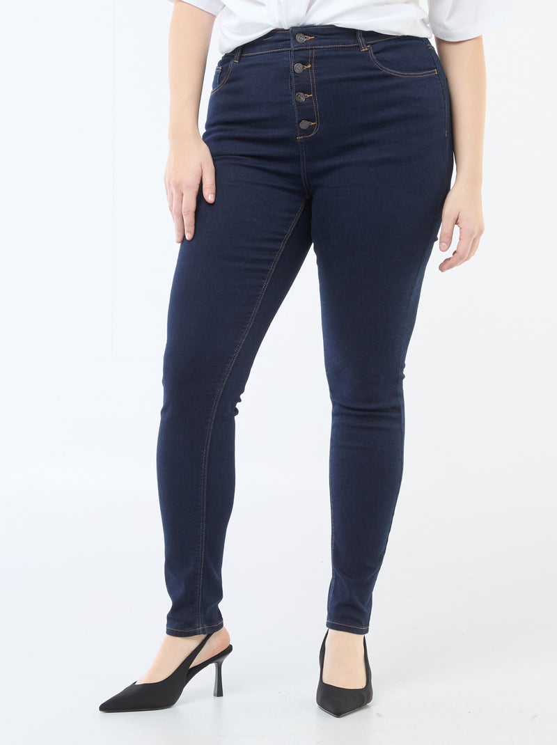 Skinny broek met zeer hoge taille - L34 Blauw - Kiabi