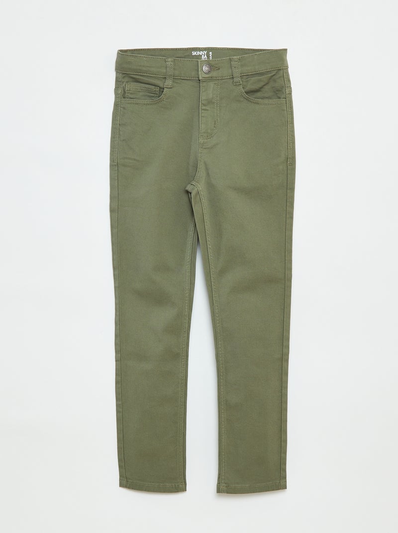 Skinny broek (strak model) met 5 zakken groen - Kiabi