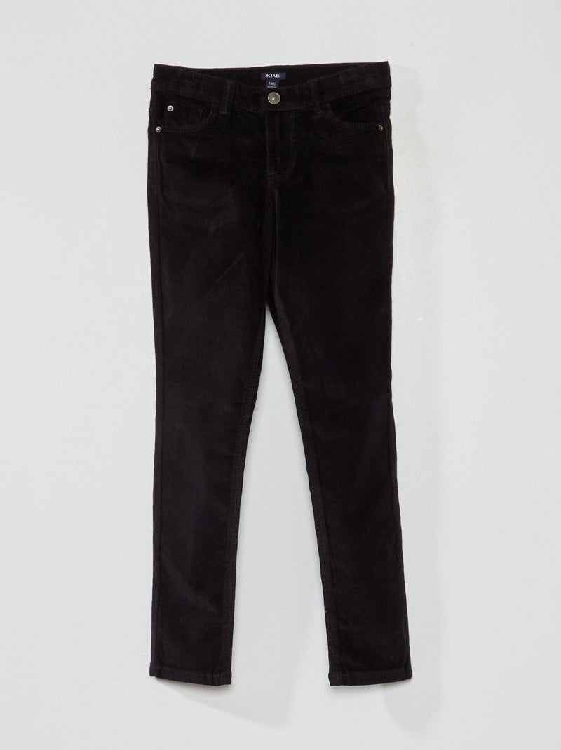 Skinny broek van effen velours zwart - Kiabi