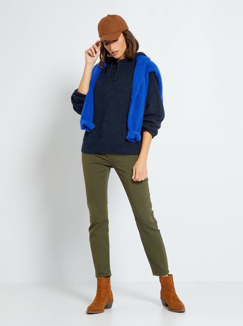 Skinny broek van keperstof met hoge taille KAKI - Kiabi