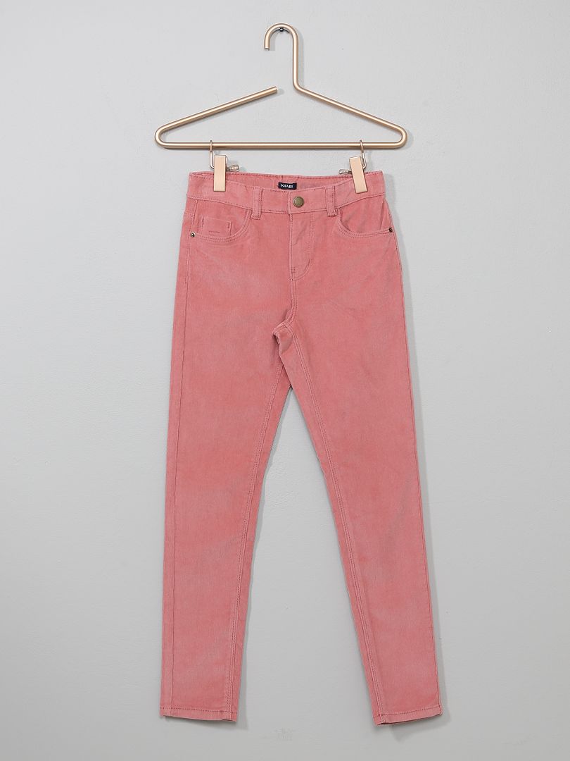 Skinny broek van ribfluweel roze - Kiabi