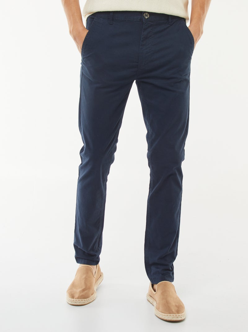 Skinny chino van stretchstof L32 BLAUW - Kiabi