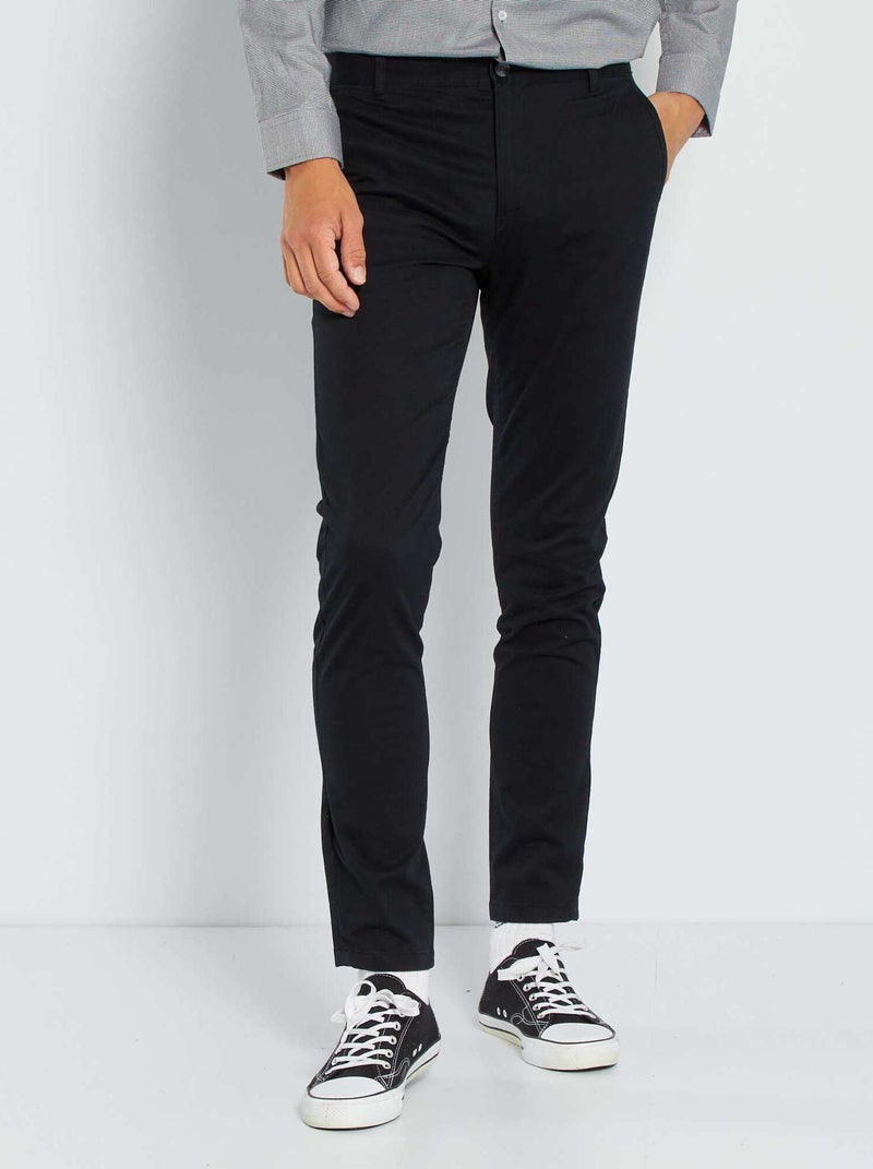 Skinny chino van stretchstof L32 zwart - Kiabi