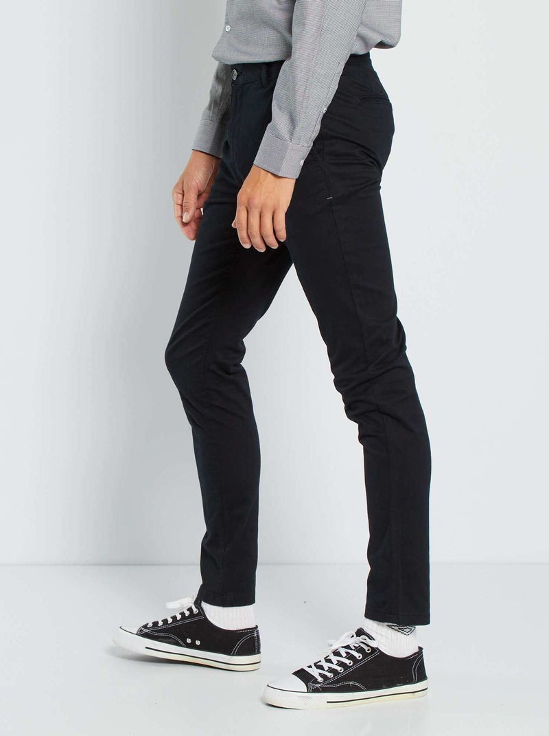Skinny chino van stretchstof L32 zwart - Kiabi