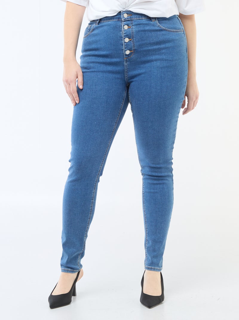 Skinny fit broek met zeer hoge taille - L28 Blauw - Kiabi