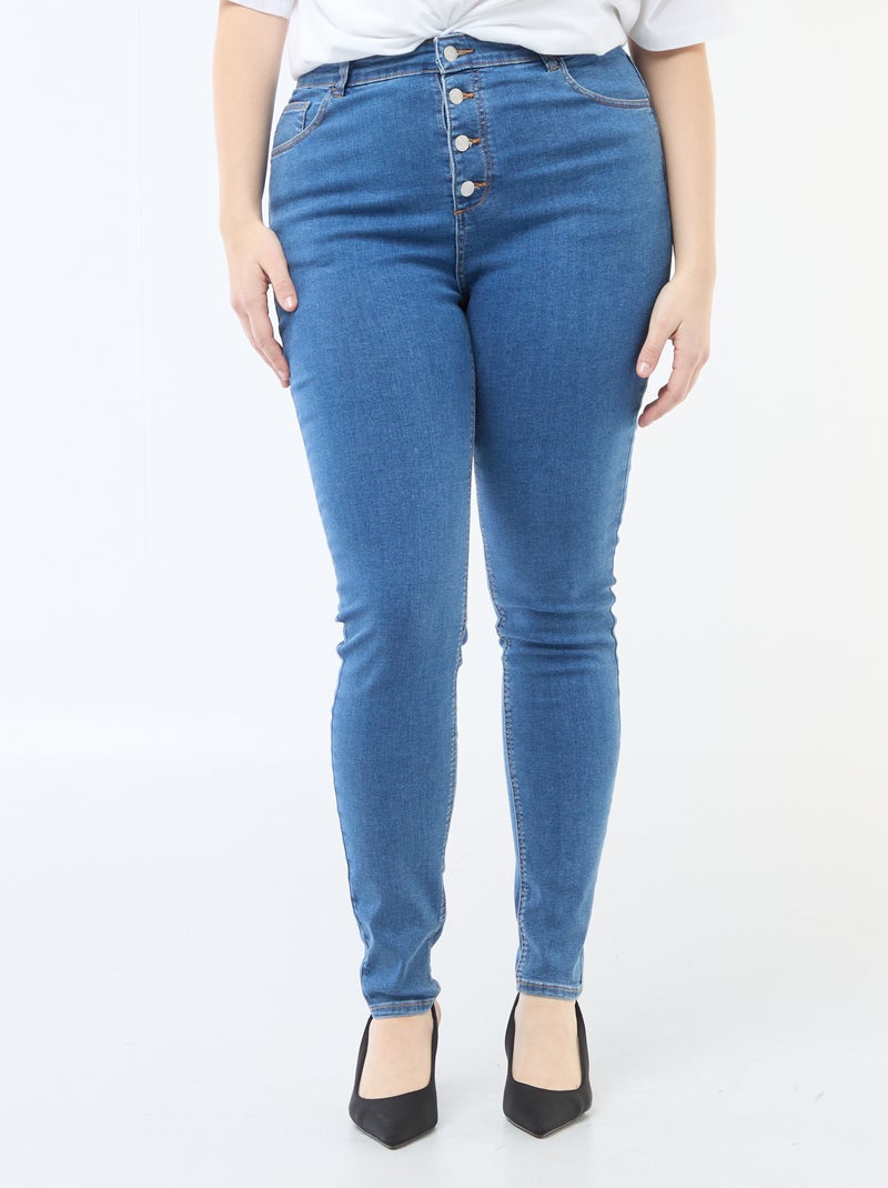 Skinny fit broek met zeer hoge taille - L30 Blauw - Kiabi