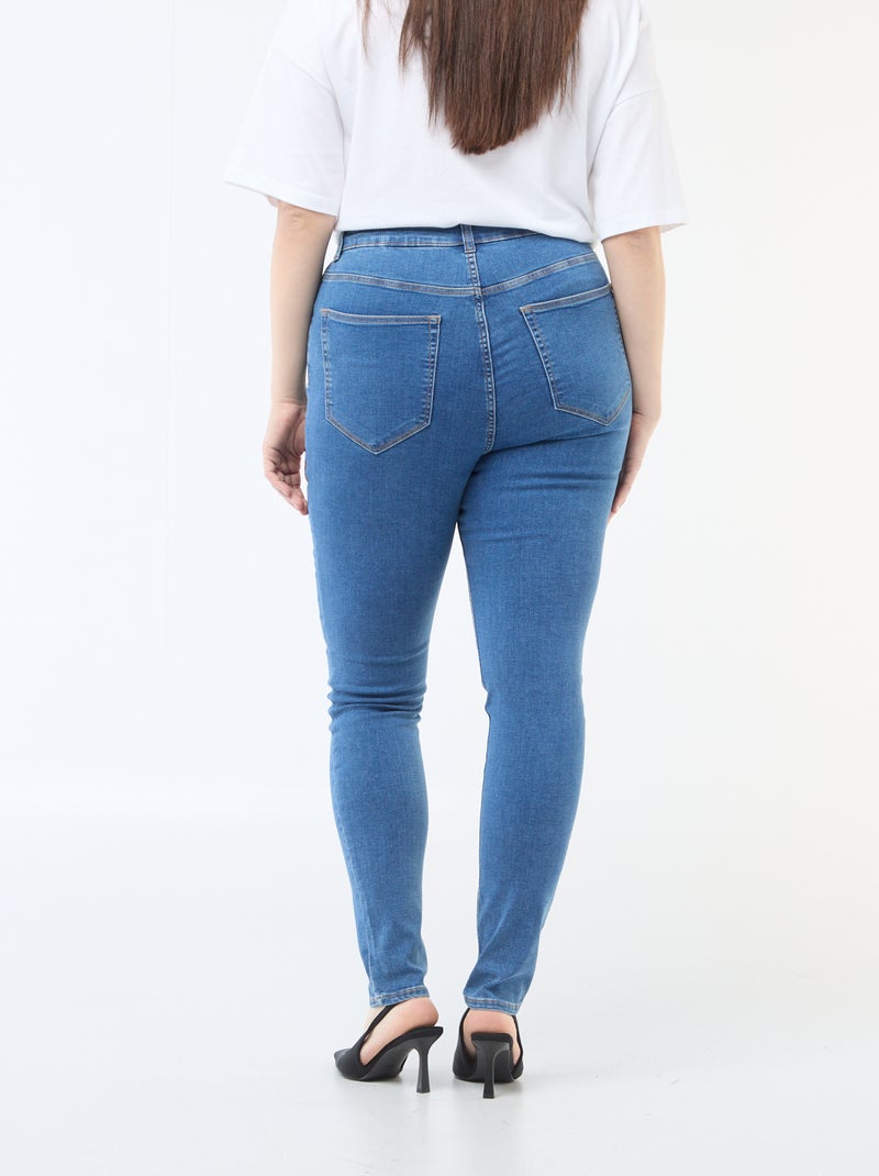 Skinny fit broek met zeer hoge taille - L30 Blauw - Kiabi
