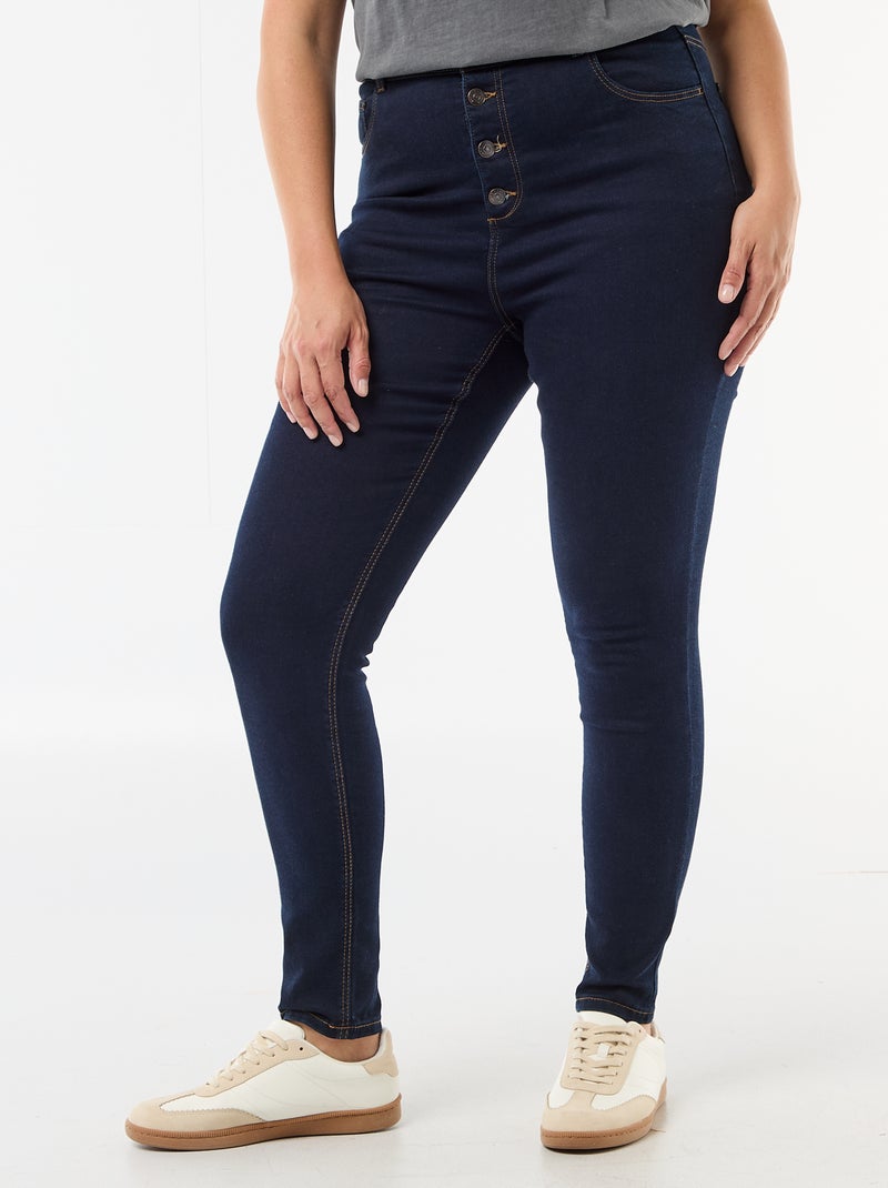 Skinny fit broek met zeer hoge taille - L30 Blauw - Kiabi