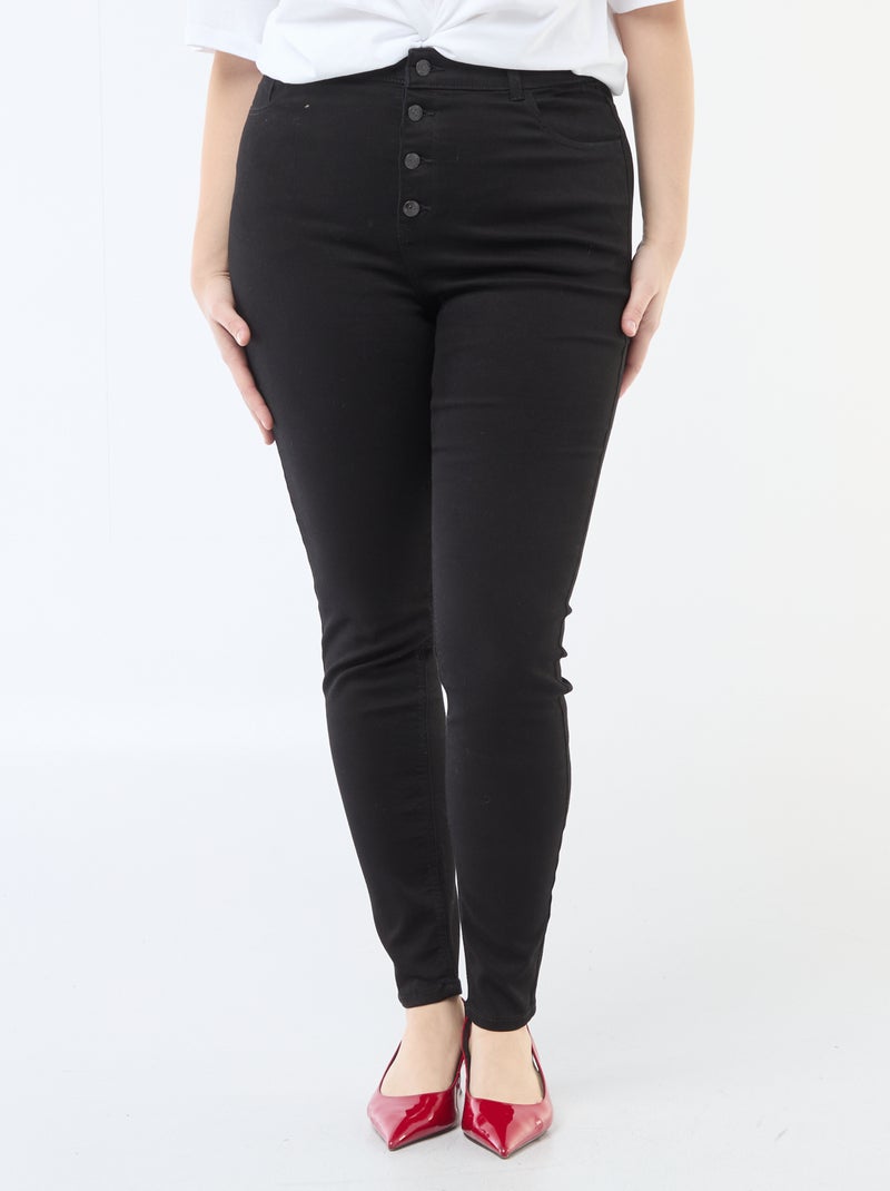 Skinny fit broek met zeer hoge taille - L32 Zwart - Kiabi