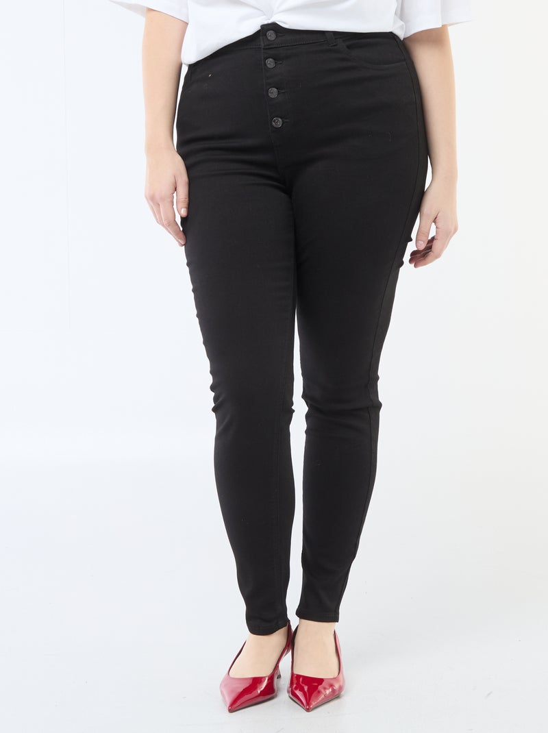 Skinny fit broek met zeer hoge taille - L34 Zwart - Kiabi