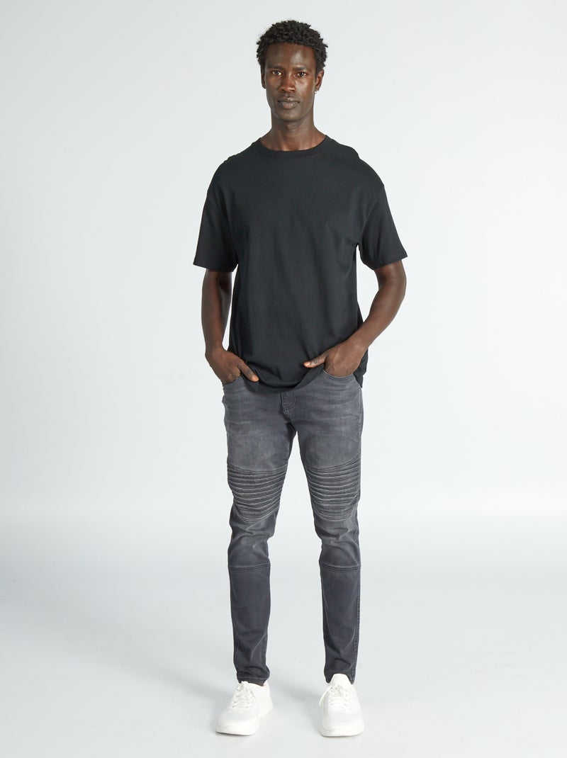 Skinny jeans in bikerstijl ZWART - Kiabi