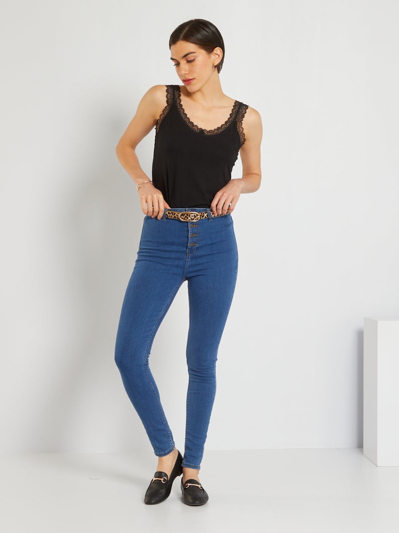 Skinny jeans met corrigerend effect BLAUW - Kiabi
