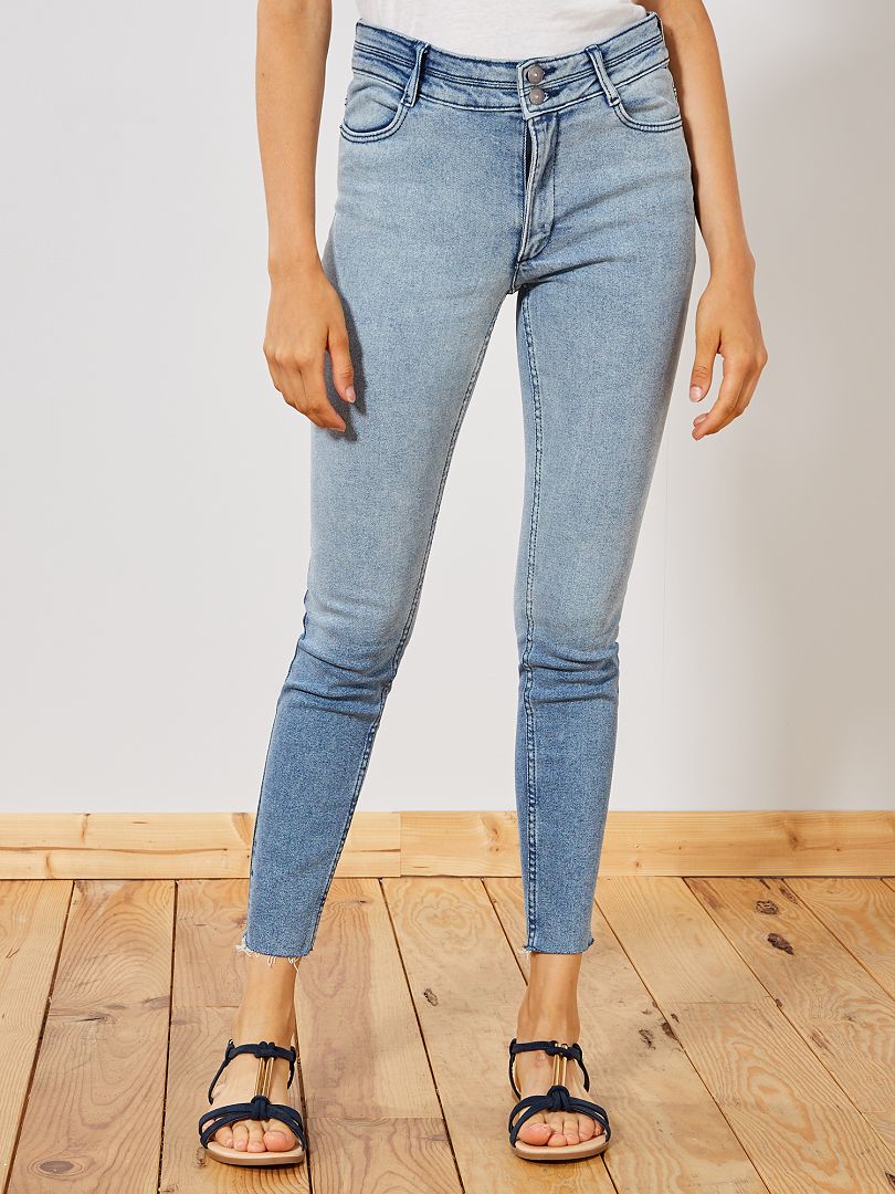Skinny jeans met een hoge taille BLAUW - Kiabi