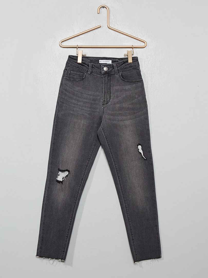 Skinny jeans met een hoge taille GRIJS - Kiabi