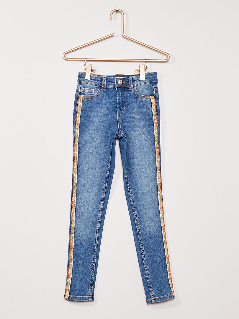 Skinny jeans met glanzende stroken BLAUW - Kiabi