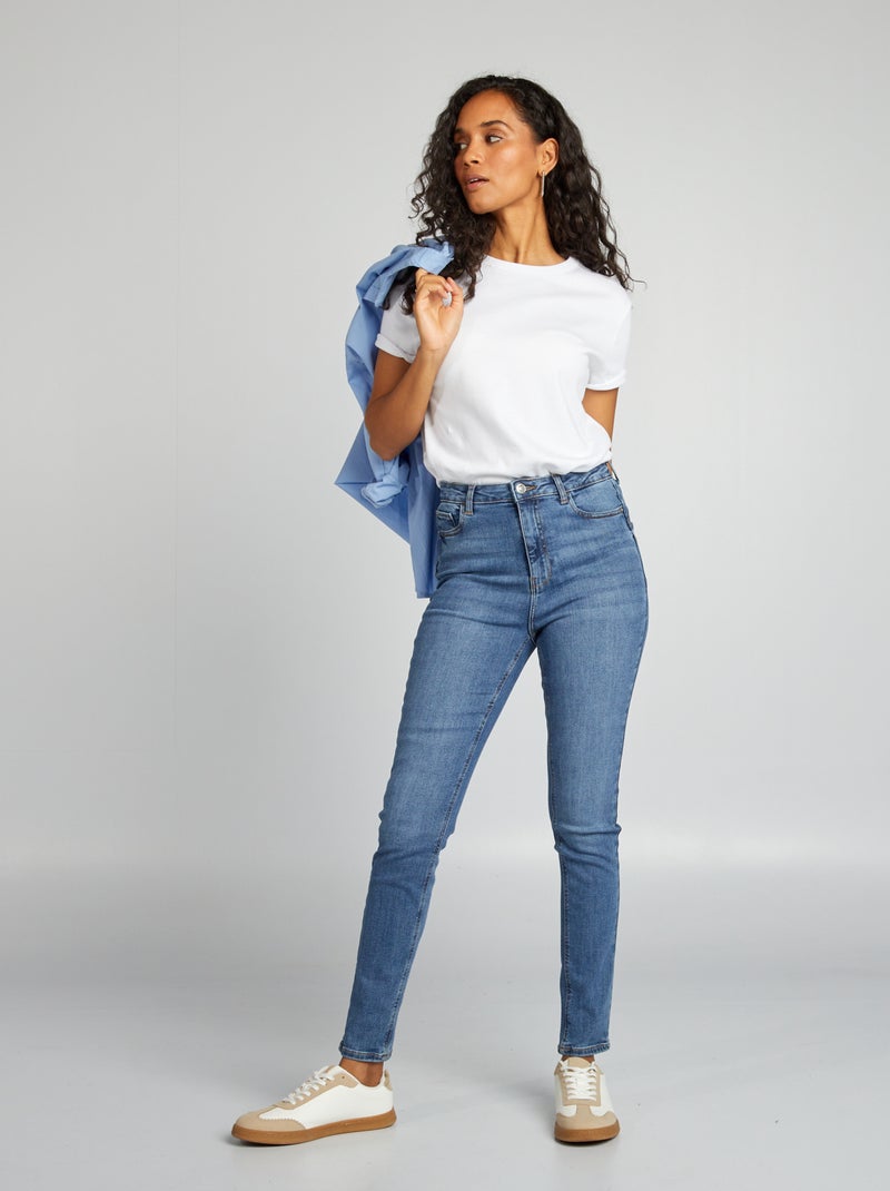 Skinny jeans met hoge taille - L28 BLAUW - Kiabi