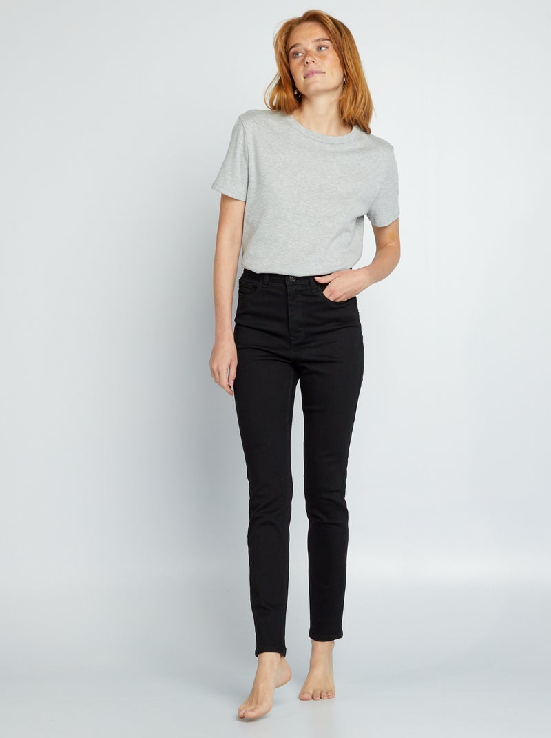 Skinny jeans met hoge taille - L30 ZWART - Kiabi