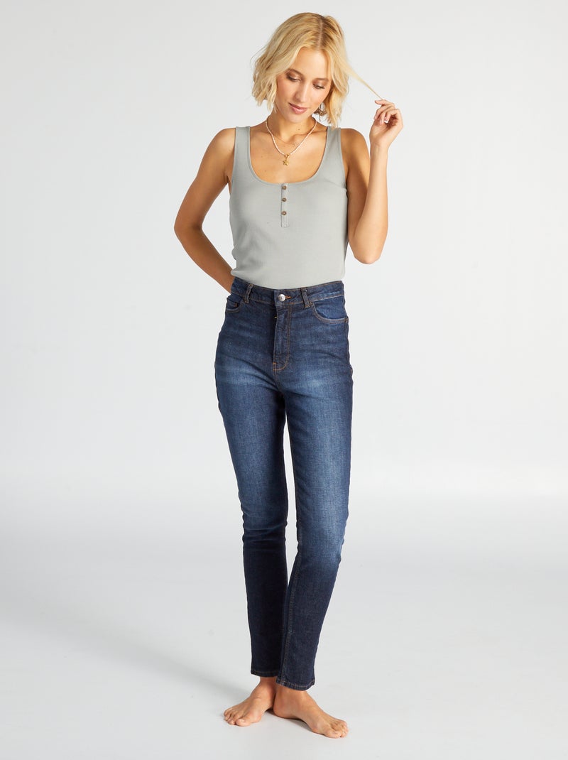 Skinny jeans met hoge taille - L32 BLAUW - Kiabi