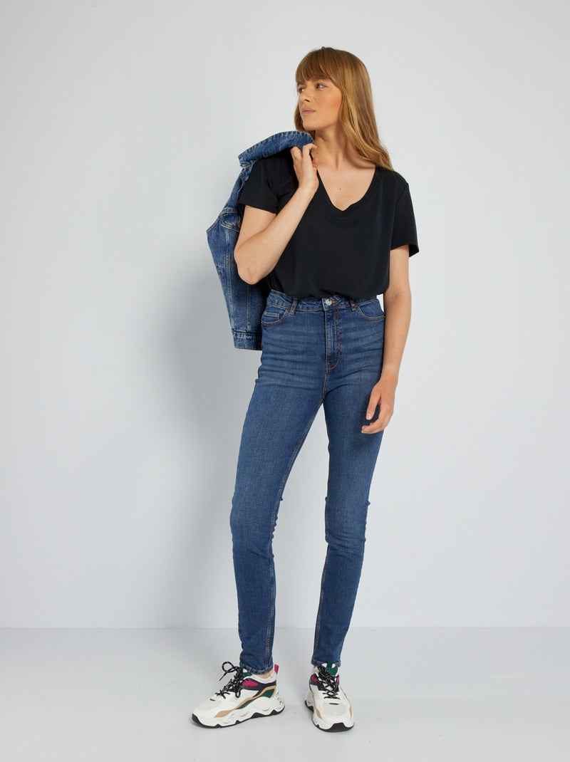 Skinny jeans met hoge taille - L32 BLAUW - Kiabi