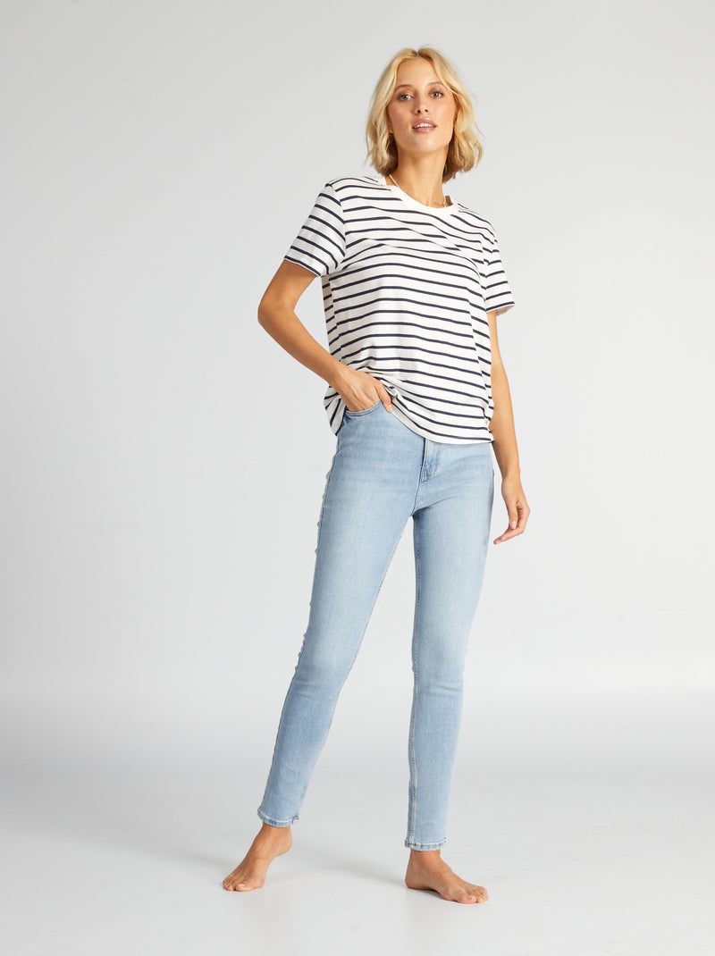 Skinny jeans met hoge taille - L32 BLAUW - Kiabi