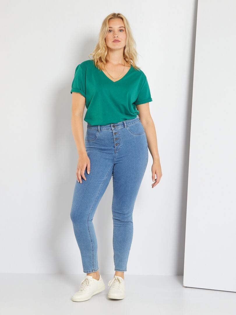 Skinny jeans met hoge taille BLAUW - Kiabi