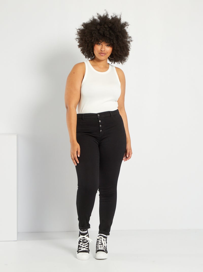 Skinny jeans met hoge taille zwart - Kiabi