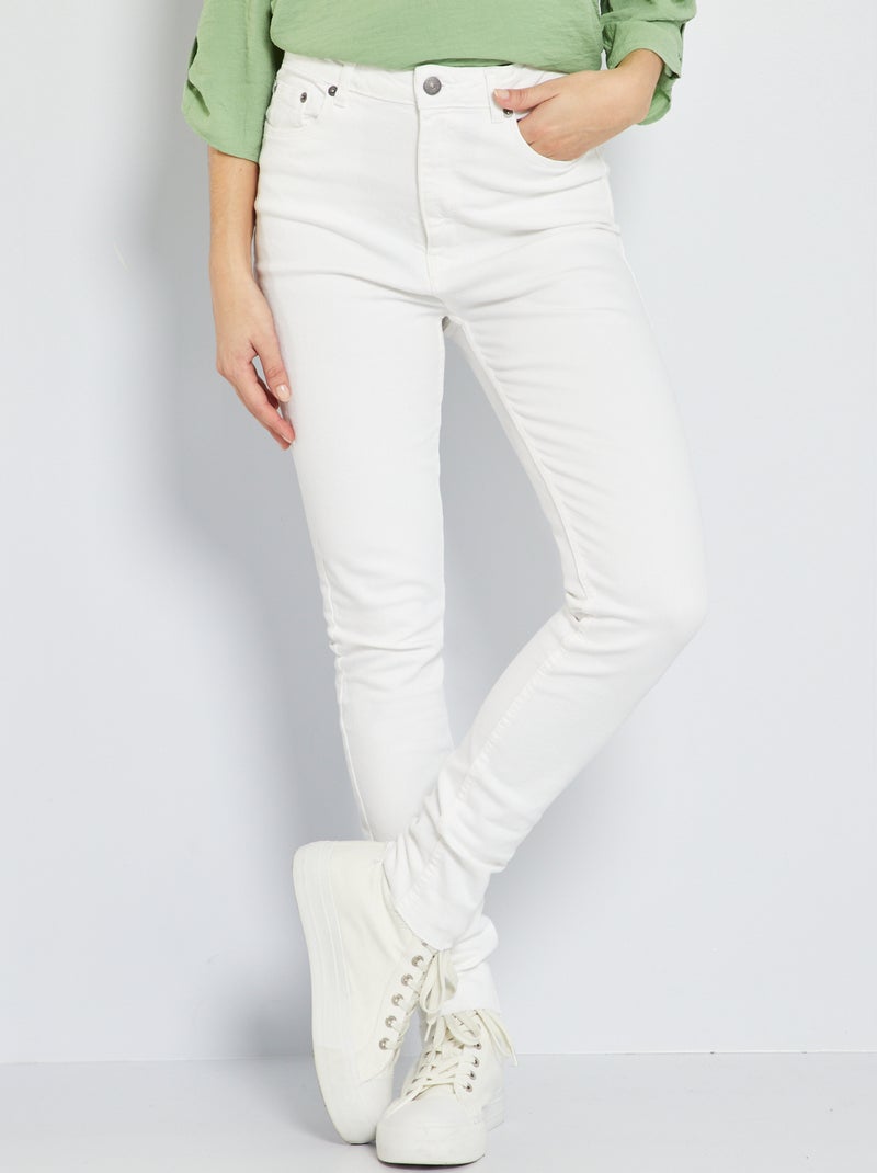 Skinny jeans met zeer hoge taille sneeuw wit - Kiabi