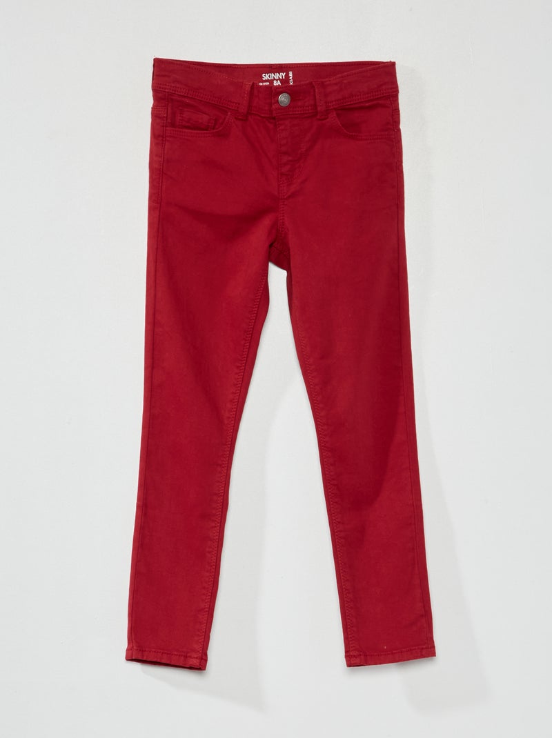 Skinnyjeans met 5 zakken ROOD - Kiabi