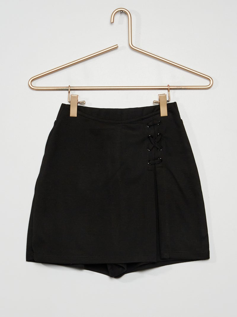 Skort met pied-de-poulemotief zwart - Kiabi