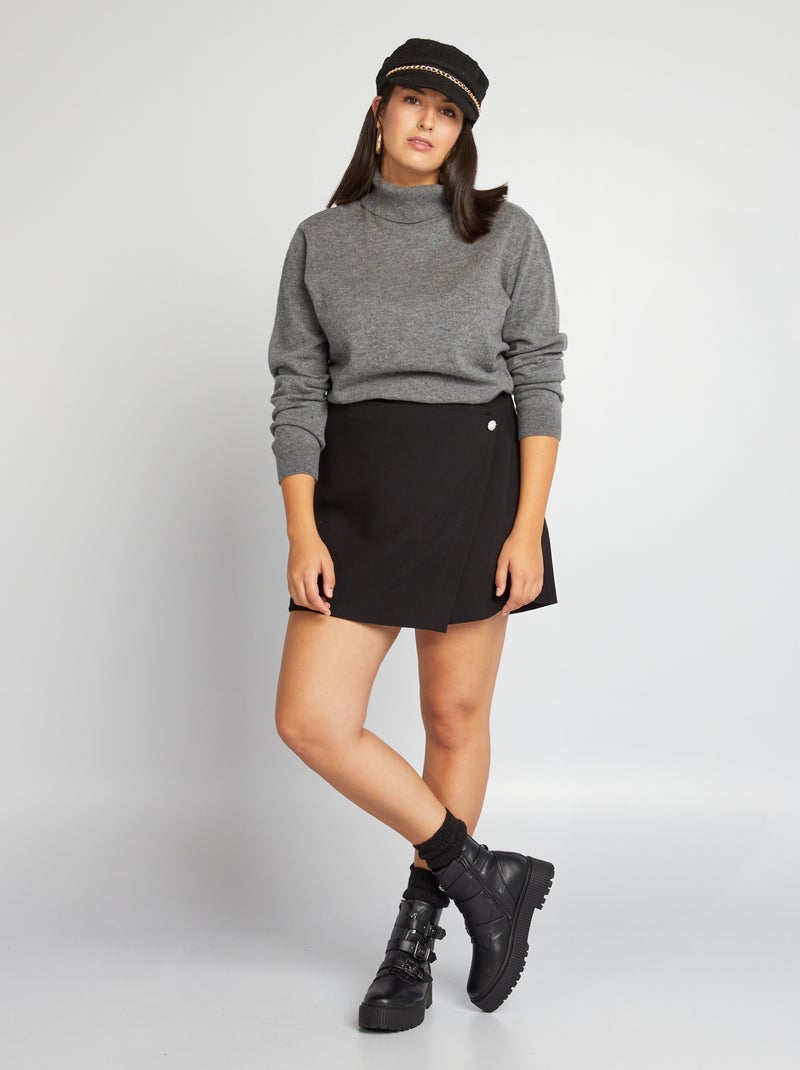 Skort met sieraadjes ZWART - Kiabi