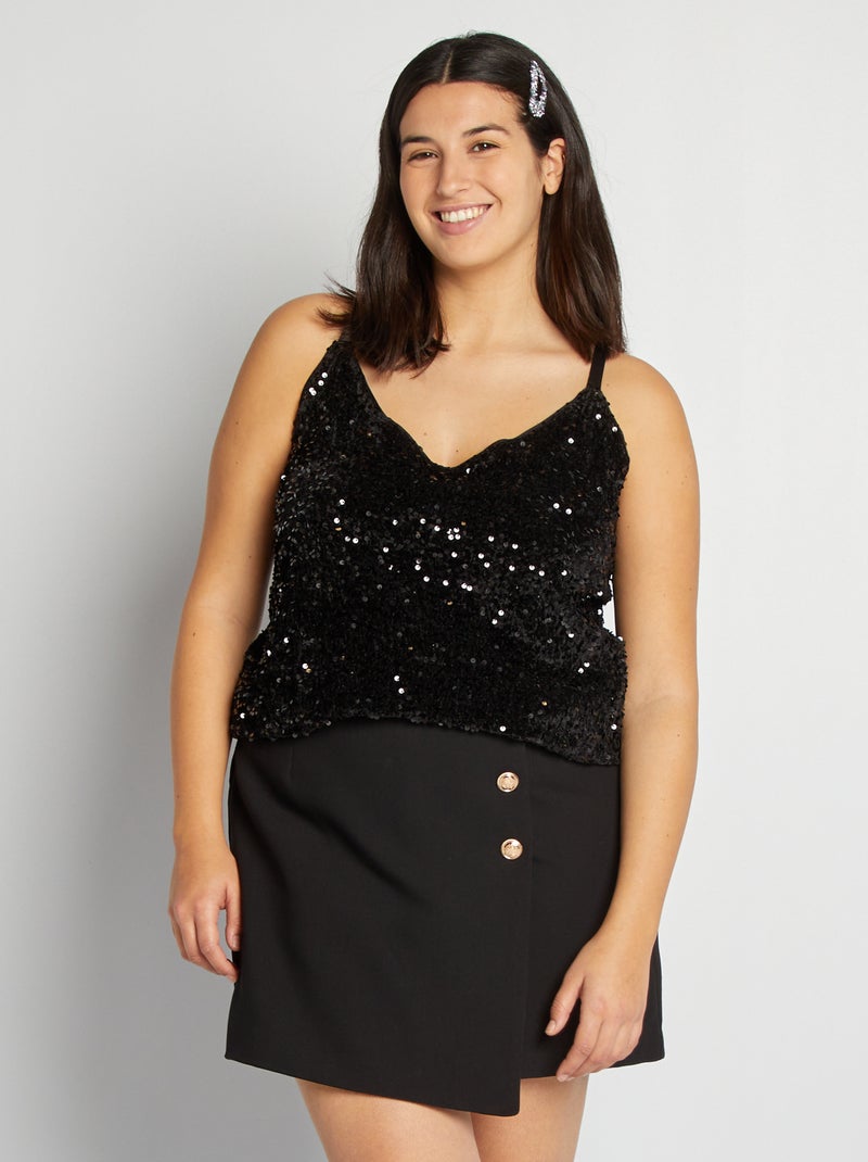 Skort met standaardtaille zwart - Kiabi