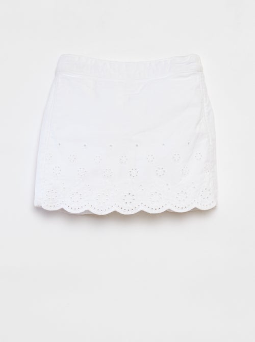 Skort van spijkerstof met broderie anglaise - Kiabi