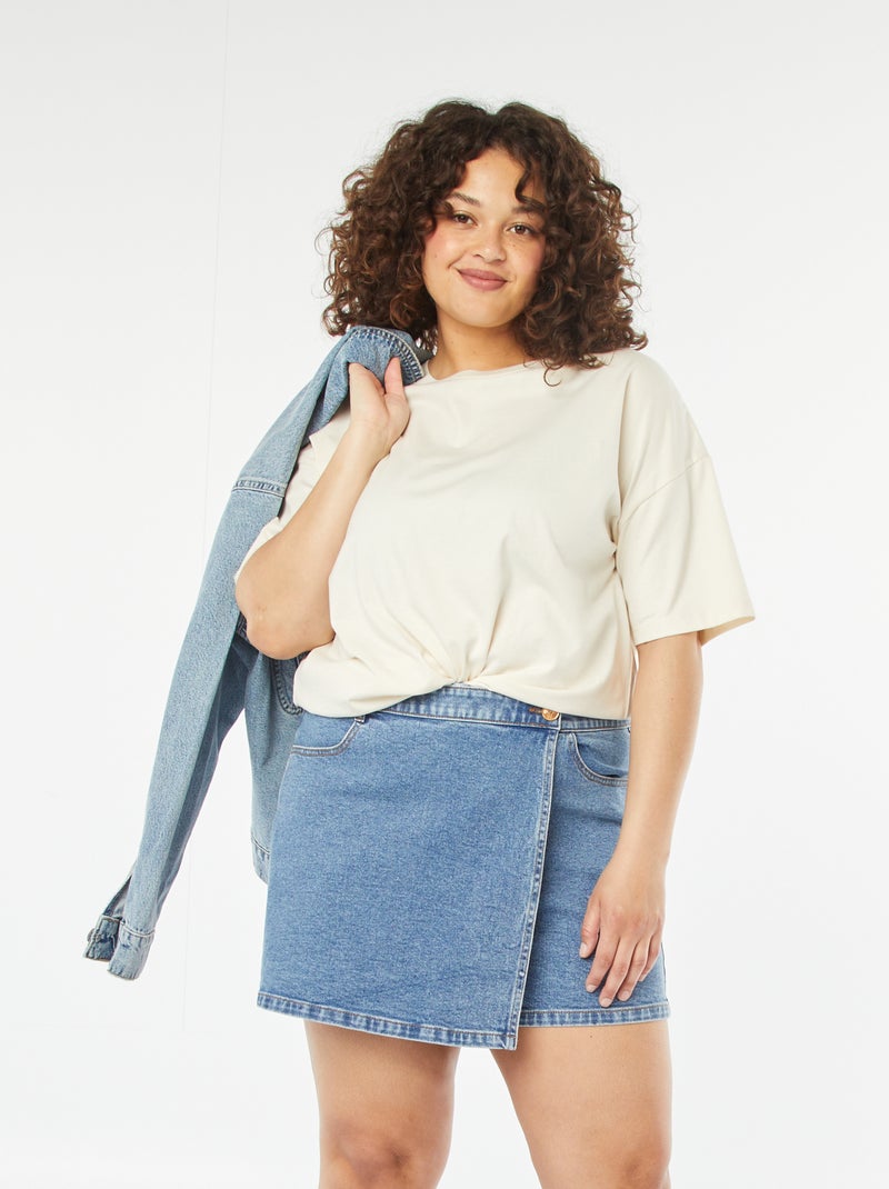Skort van spijkerstof met zakken Blauw - Kiabi