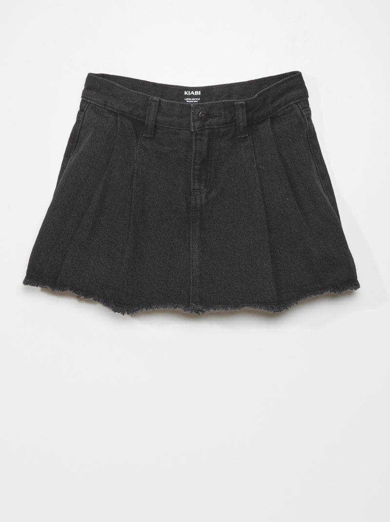 Skort van spijkerstof ZWART - Kiabi