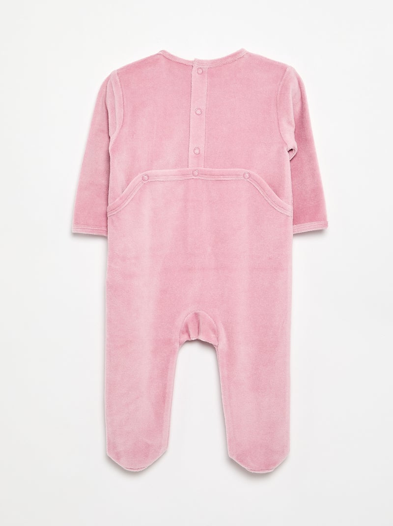 Slaappakje van velours met voetjes Rose - Kiabi