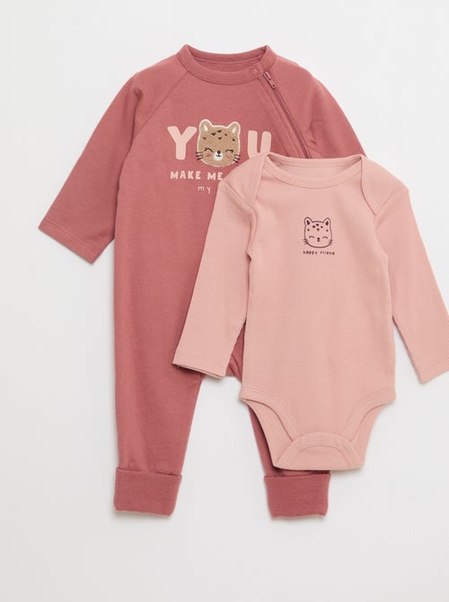 Slaappakje van warme fleece en rompertje - Kiabi