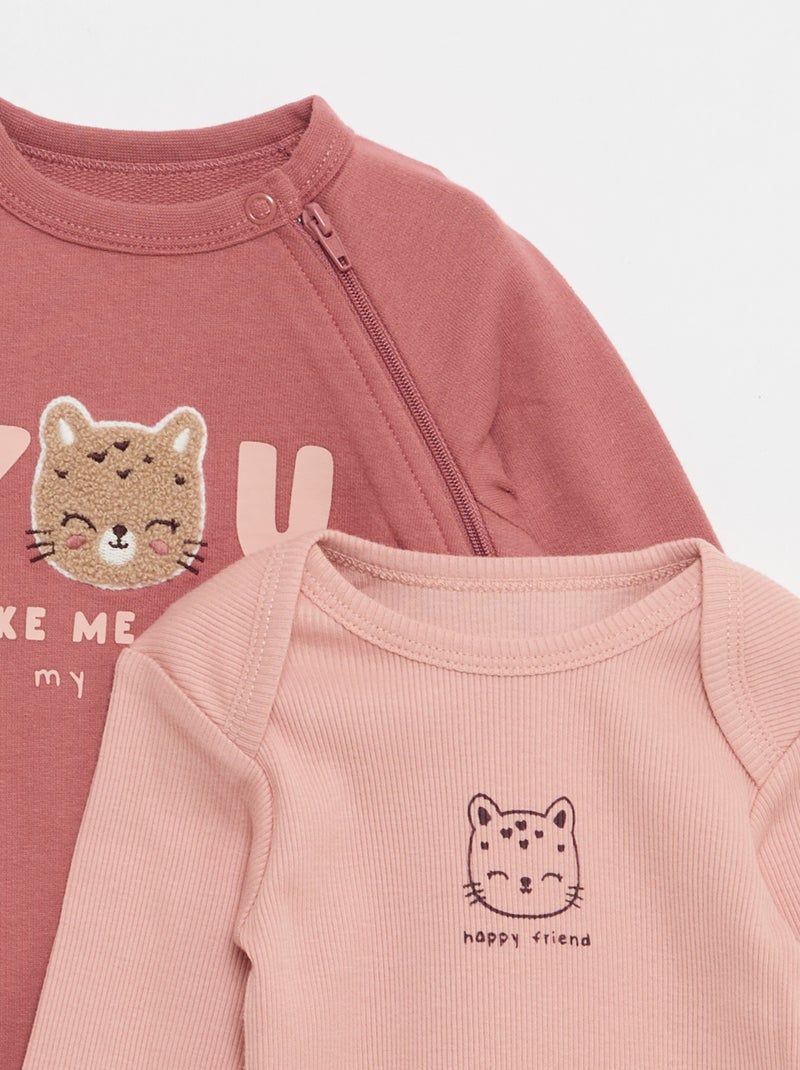 Slaappakje van warme fleece en rompertje Rose - Kiabi