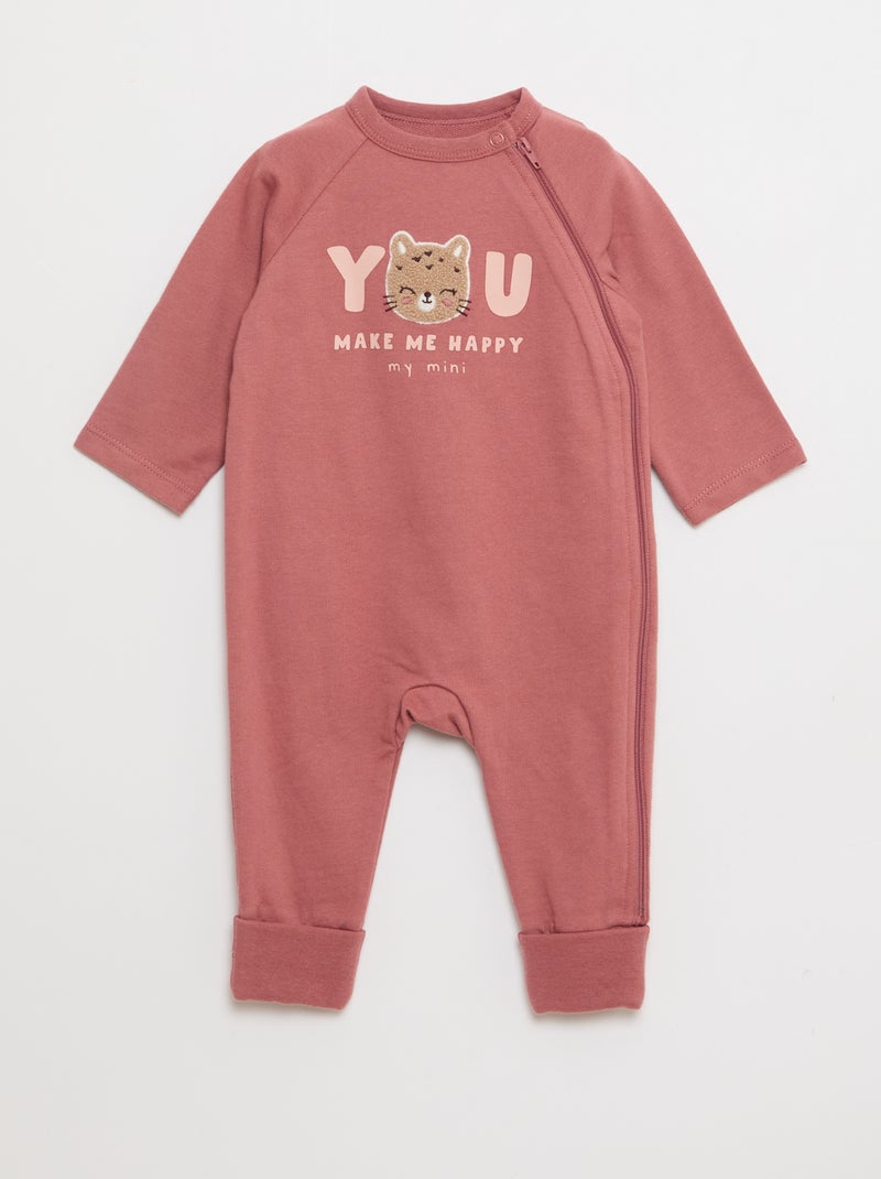 Slaappakje van warme fleece en rompertje Rose - Kiabi