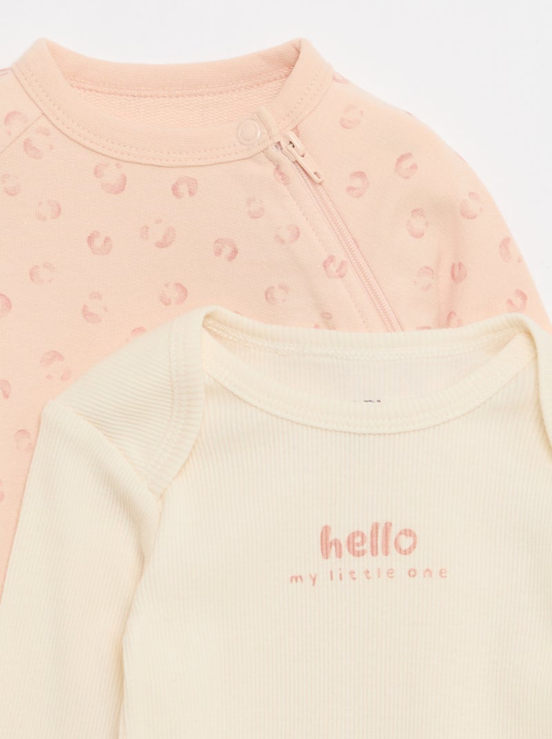 Slaappakje van warme fleece en rompertje Rose - Kiabi