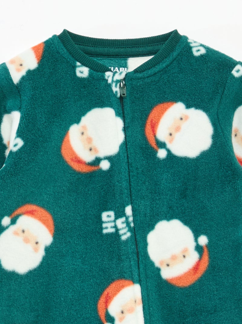 Slaappakje van warme fleecestof met all-over kerstprint Groen - Kiabi