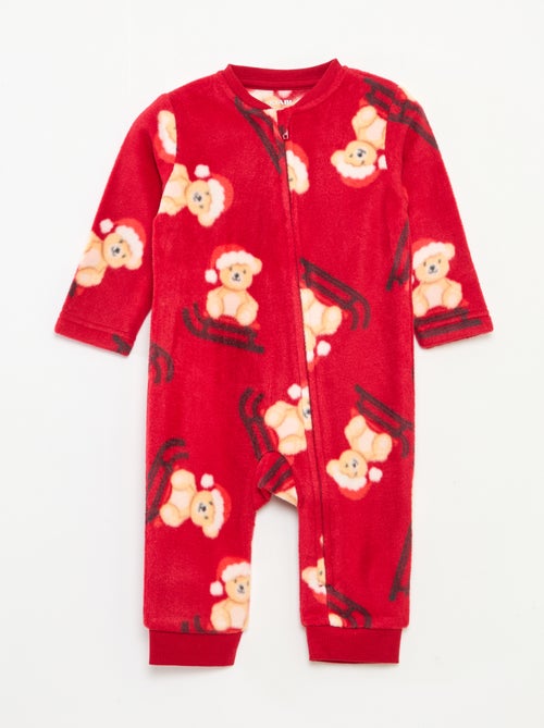 Slaappakje van warme fleecestof met all-over kerstprint - Kiabi