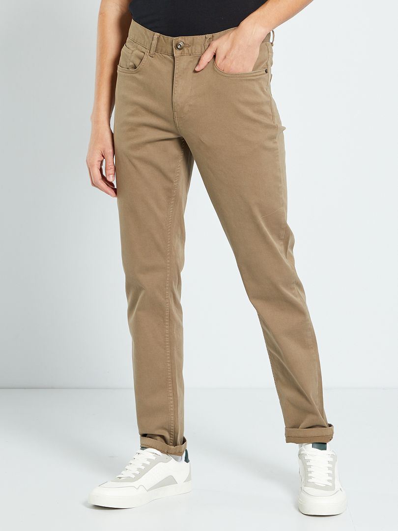 Slim-fit 5-pocket jeans - L32 beige - Kiabi