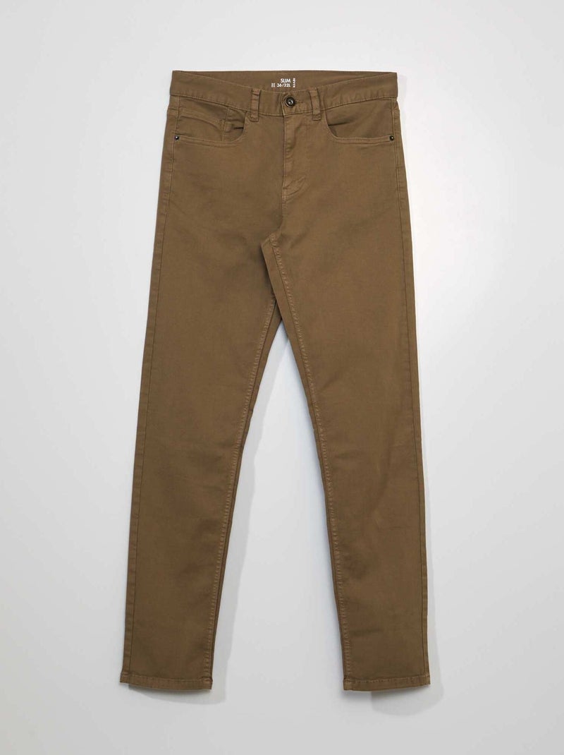 Slim-fit 5-pocket jeans - L32 bruin - Kiabi