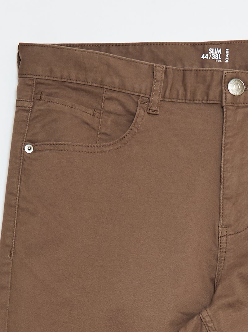 Slim-fit broek L36, voor personen die langer zijn dan 1m90 Bruin - Kiabi
