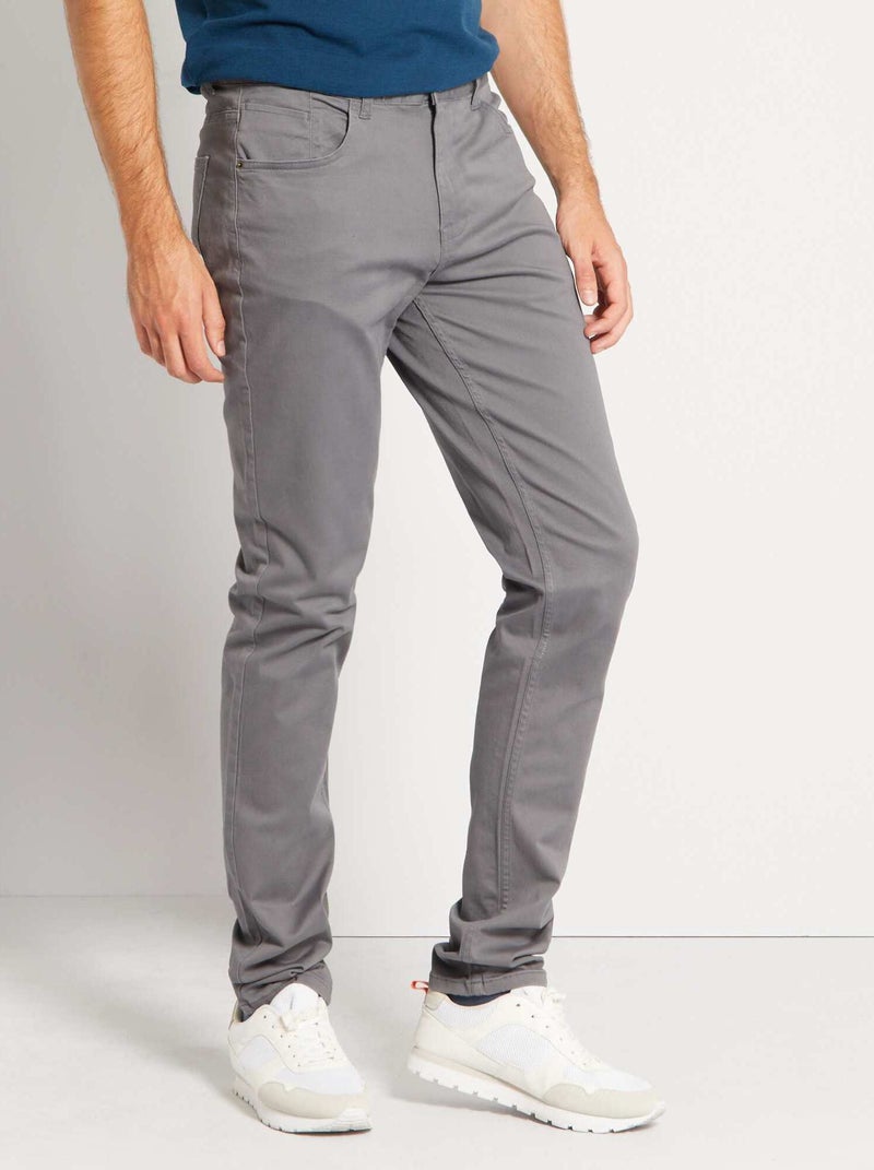 Slim-fit broek L36, voor personen die langer zijn dan 1m90 GRIJS - Kiabi